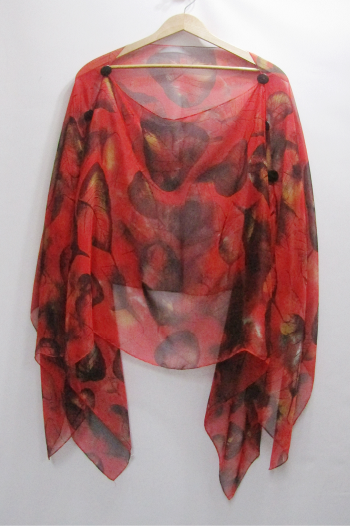 Silky Sheer - Poncho - Red Leaves
