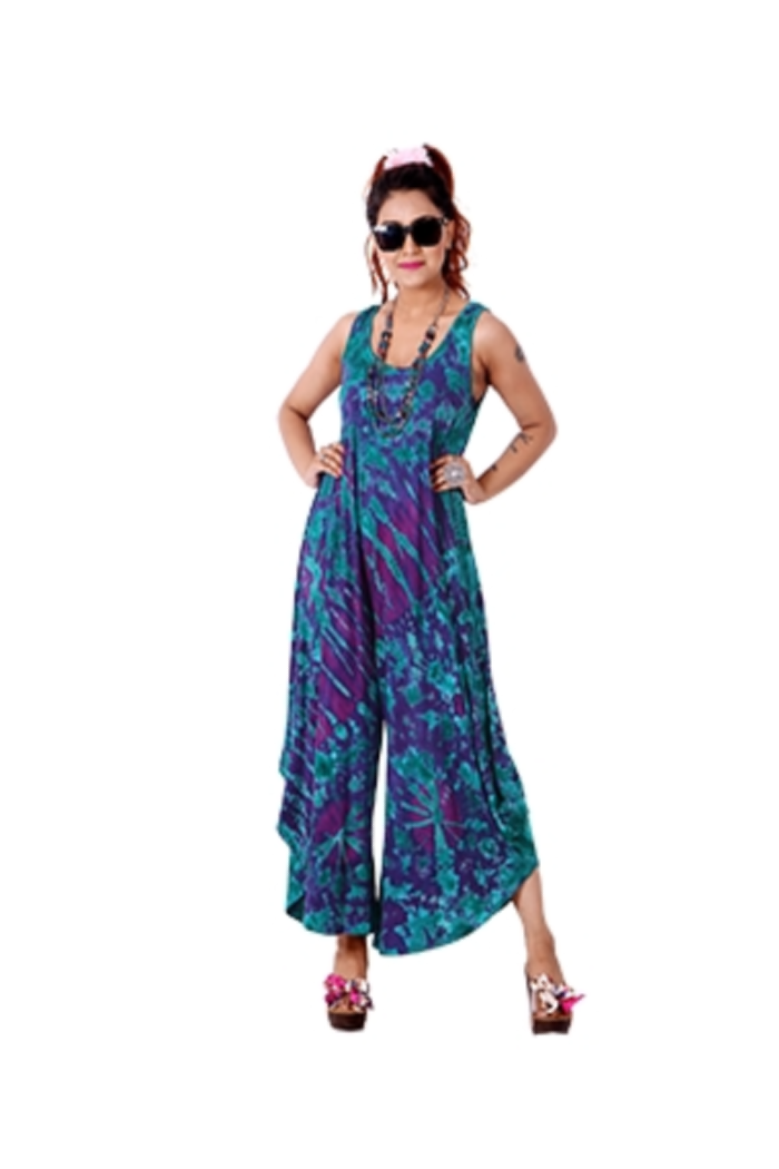 Tie Dye Jumpsuit in Turquoise-Purple Tie Dye