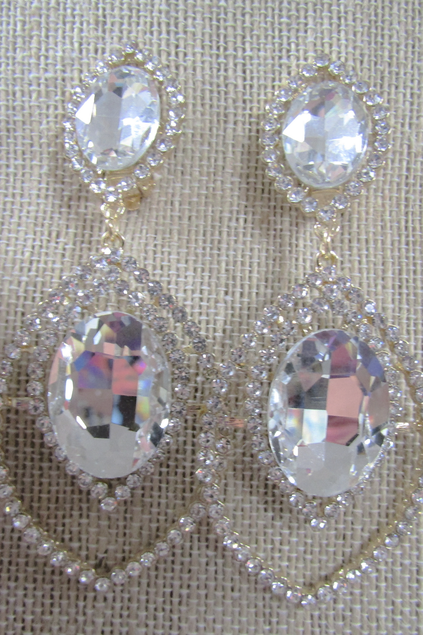 Striking Rhinestone Drop Clip Earring