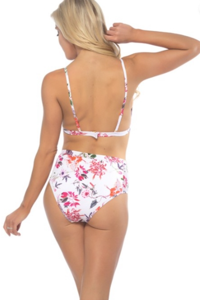Floral Print on White Two-Piece Swimsuit