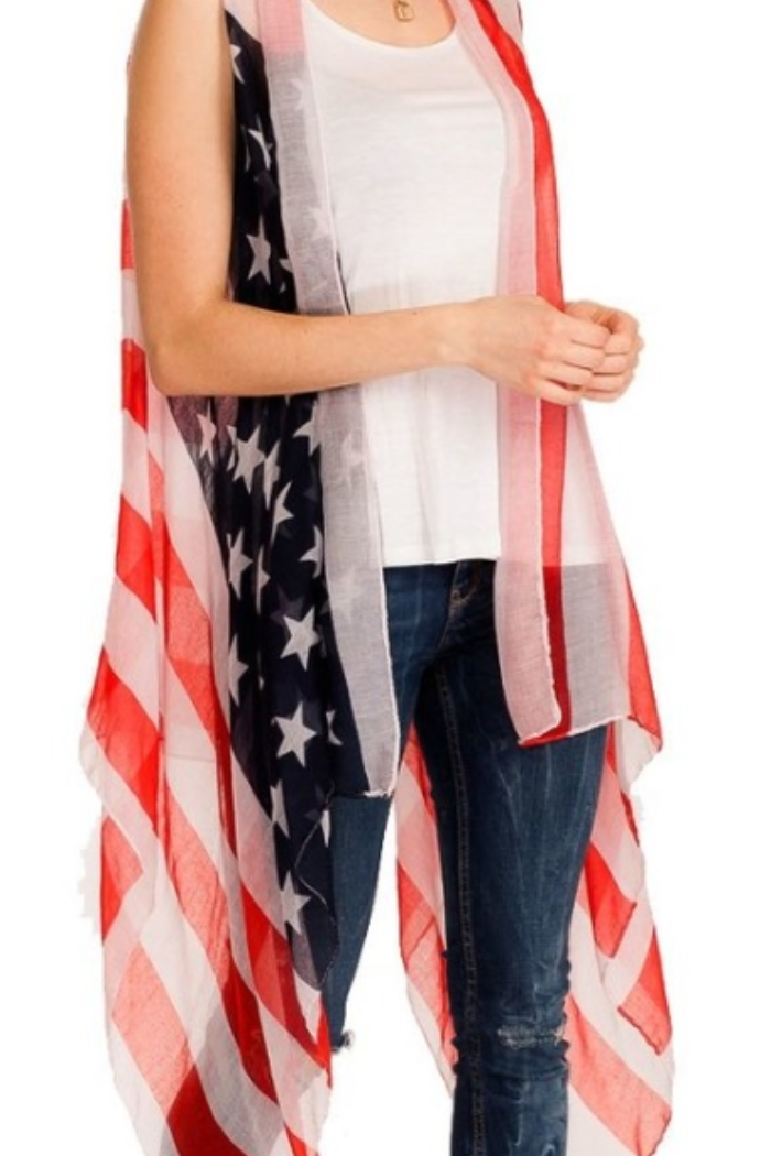 American Flag Sheer Vest