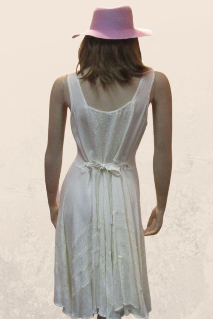 Fitted and Flared Flattering Dress in Ivory