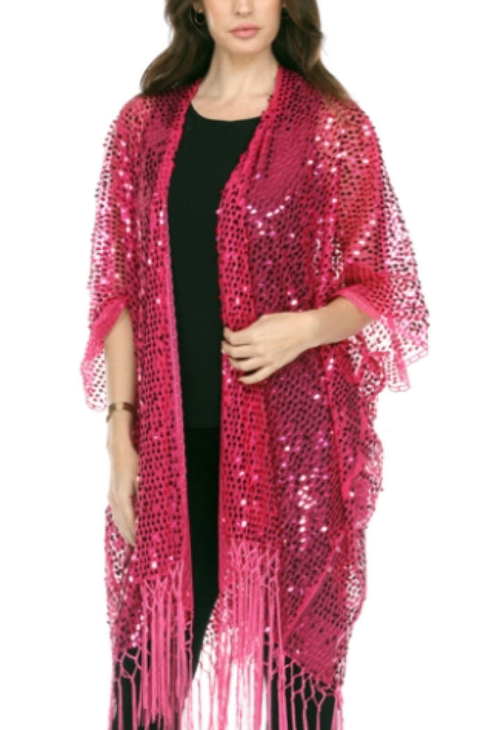 Sassy Hot Pink Sequin Kimono Jacket