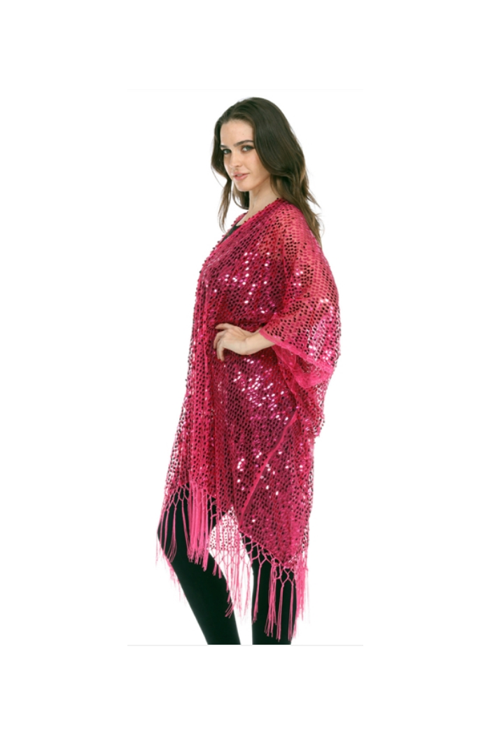 Sassy Hot Pink Sequin Kimono Jacket