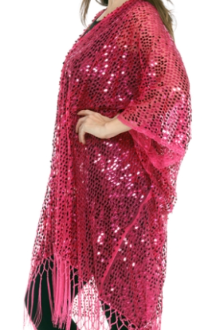 Sassy Hot Pink Sequin Kimono Jacket