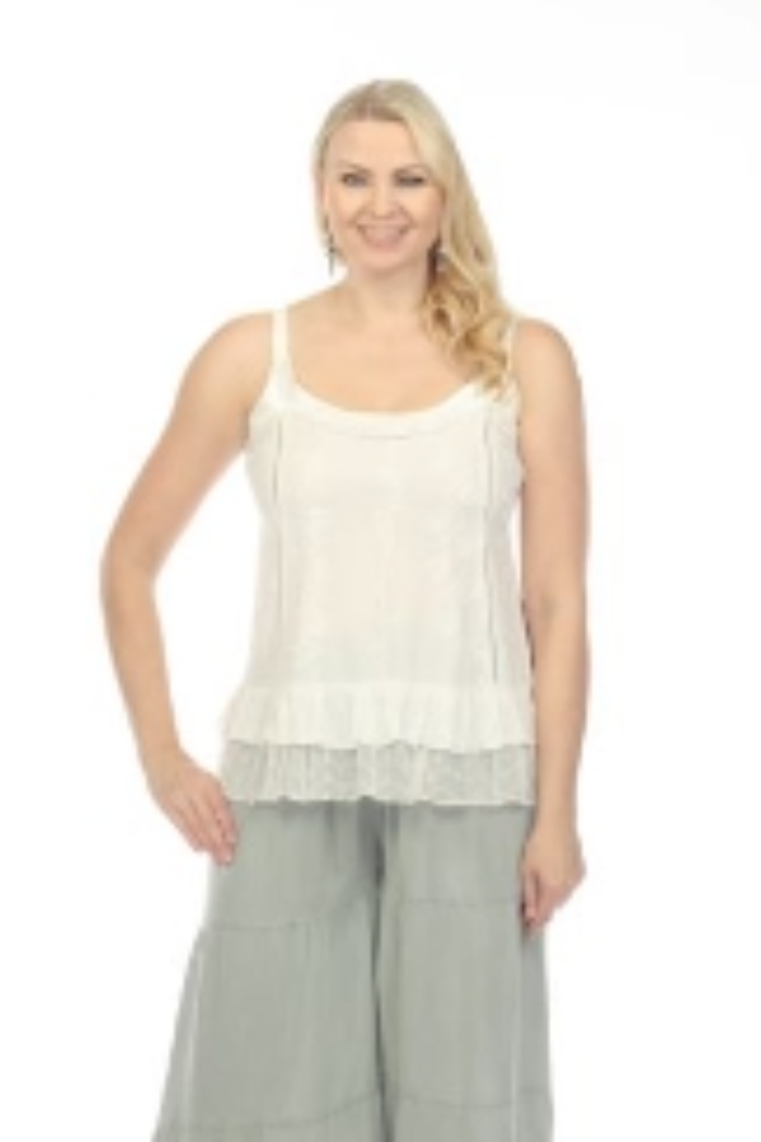 Embroidered Sandwash Tank Top - Jade