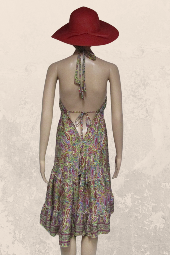 Chic Short Halter Dress in a Paisley Print