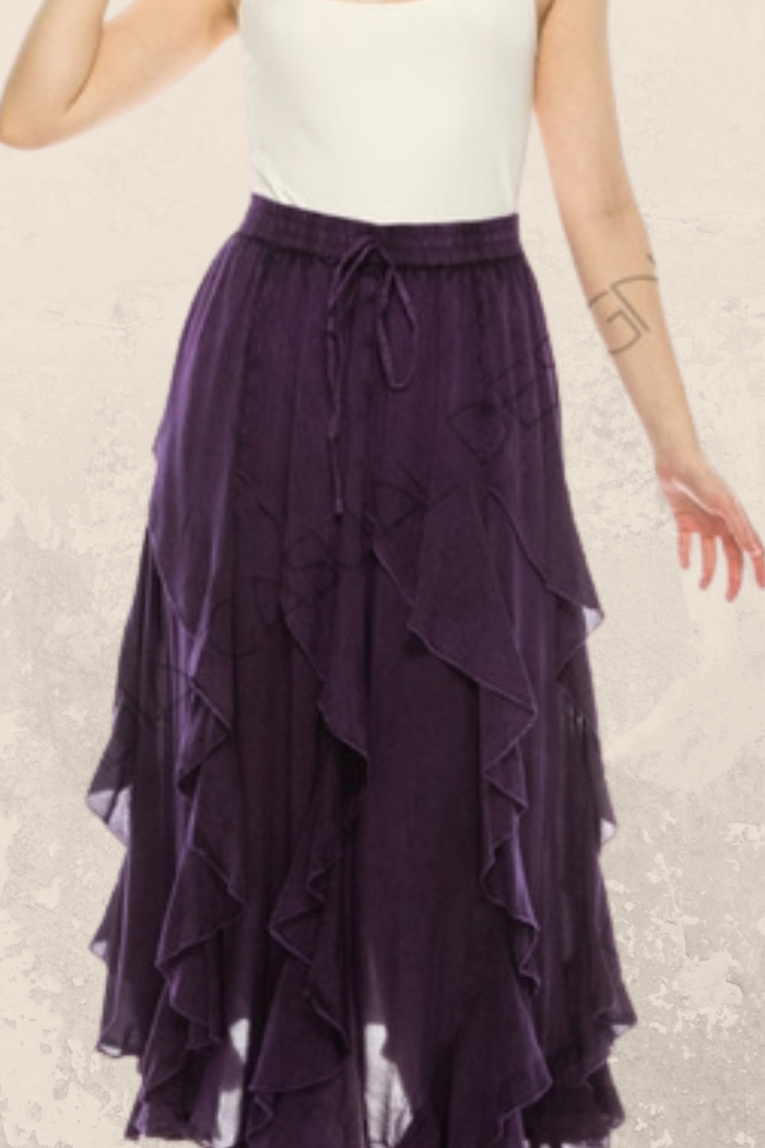 Frill Maxi Skirt in Purple