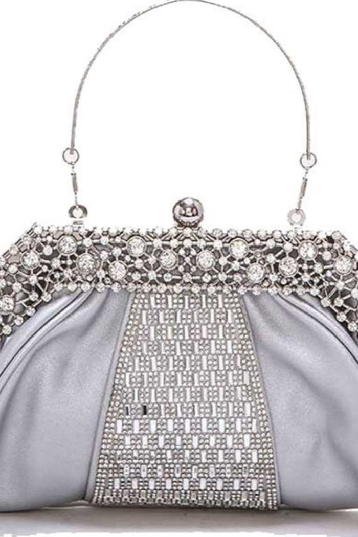 Crystal Statement Clutch Bag in Silver