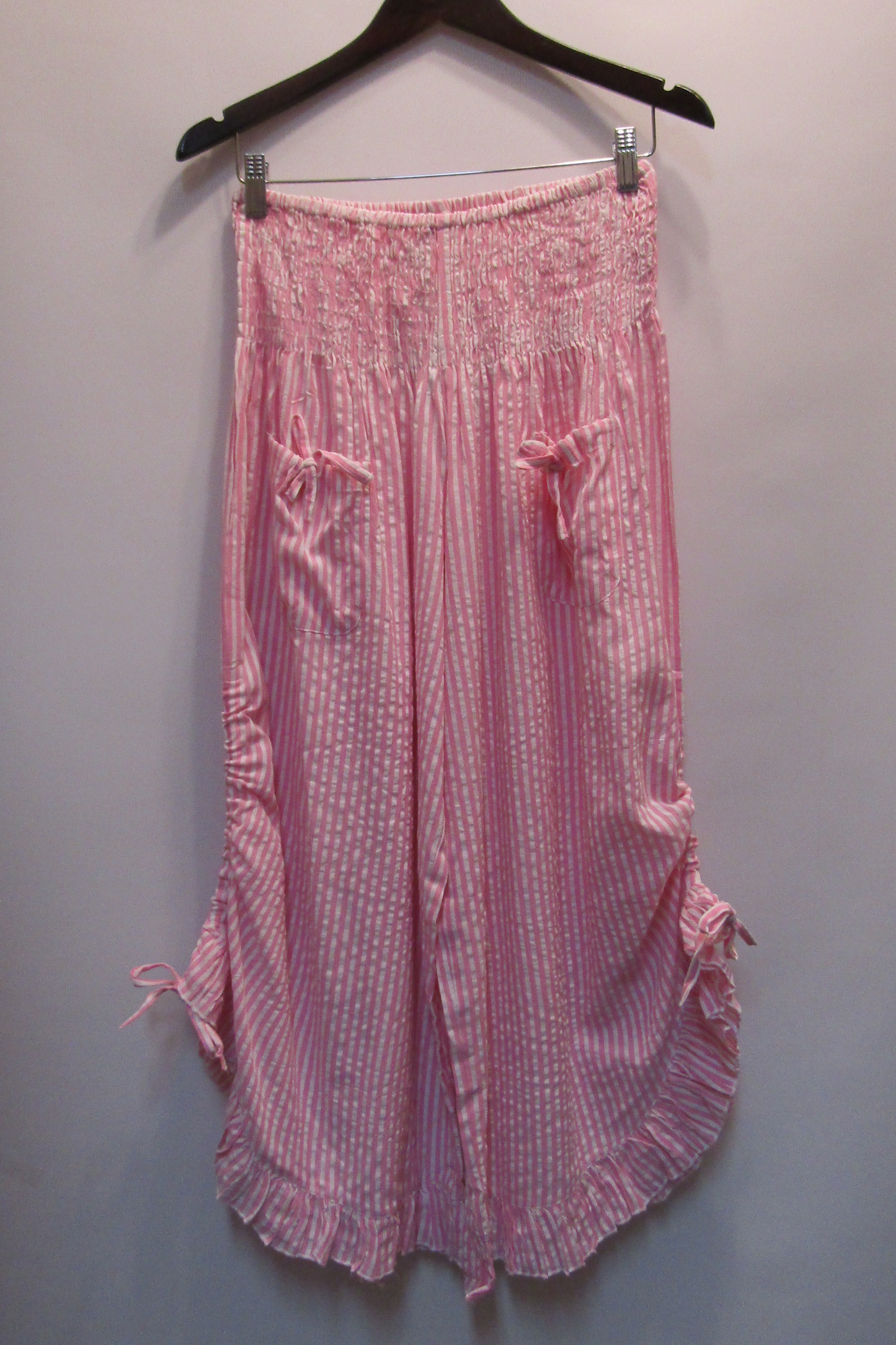 Cotton Pantaloon Pant in Light Pink Stripe