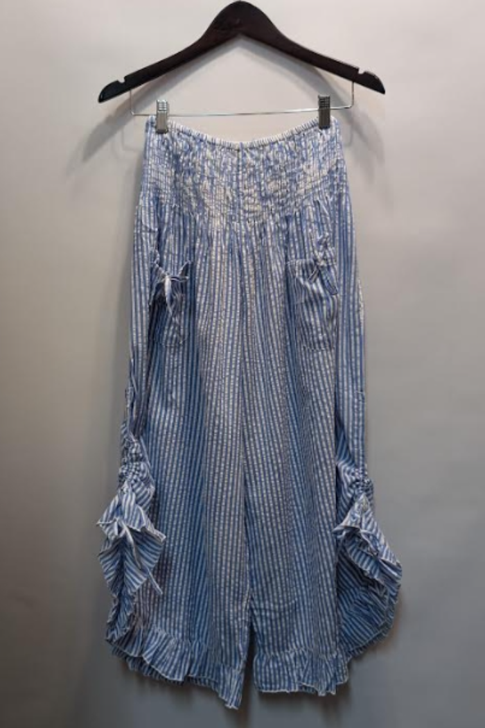 Cotton Pantaloon Pant in Blue Stripe