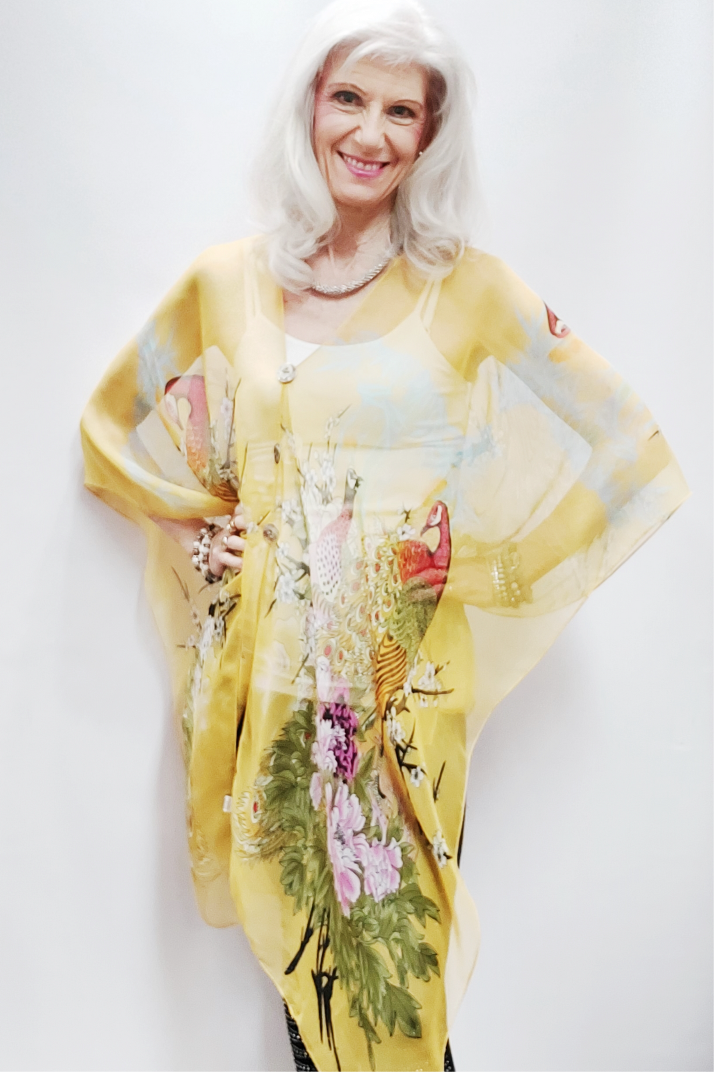 Silky Sheer Poncho - Golden Peacock