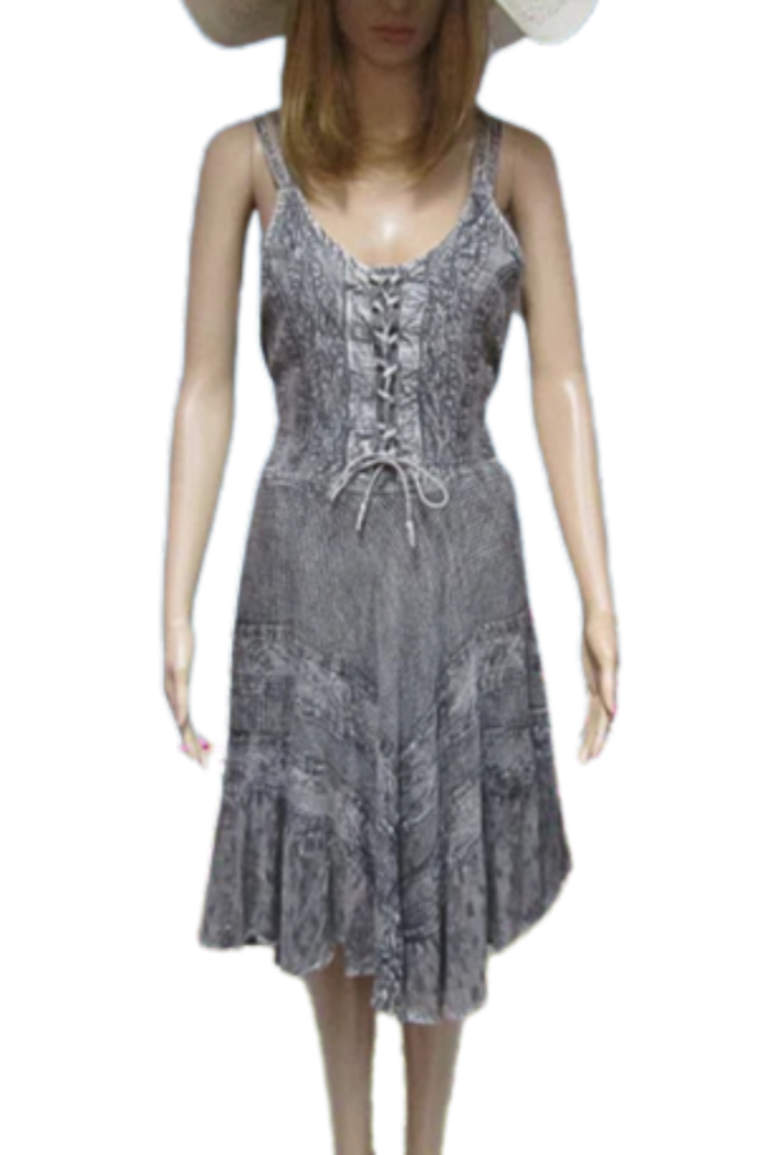 Fitted and Flared Flattering Dress in Grey