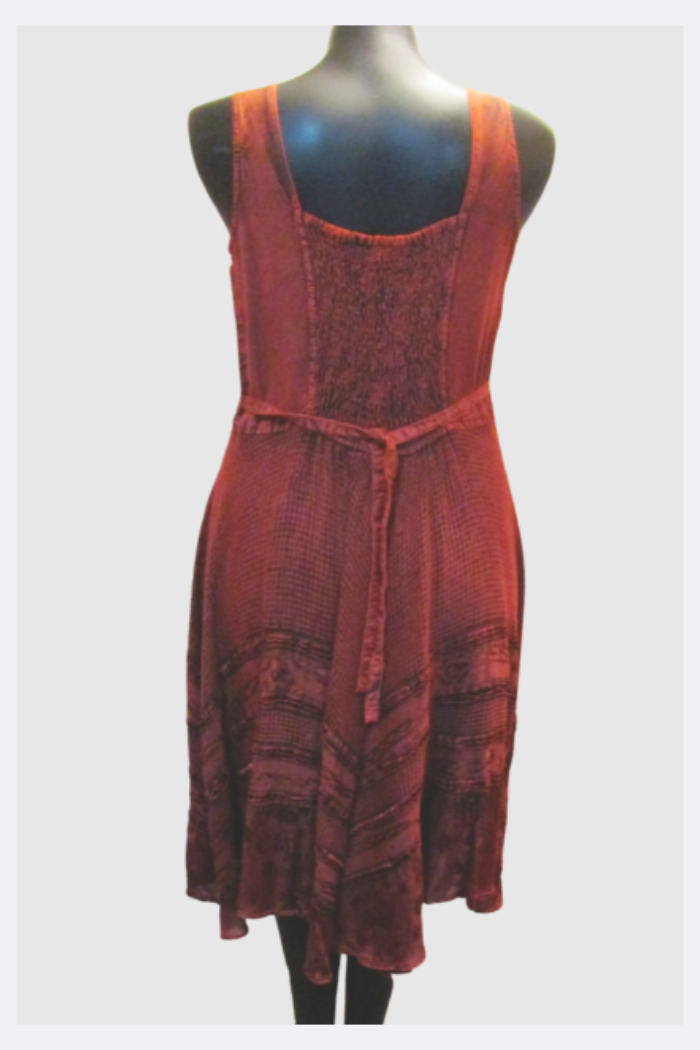 LaceUp Bodice Flared Skirt Rust Dress