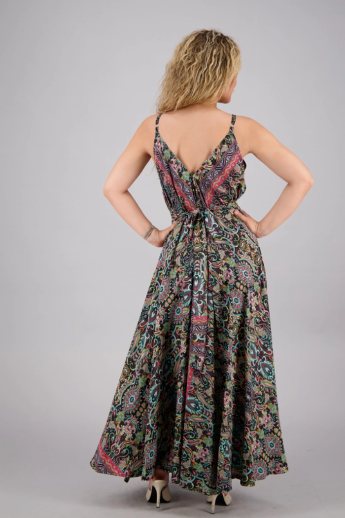 Maxi Silk Blend Spaghetti Strap Dress