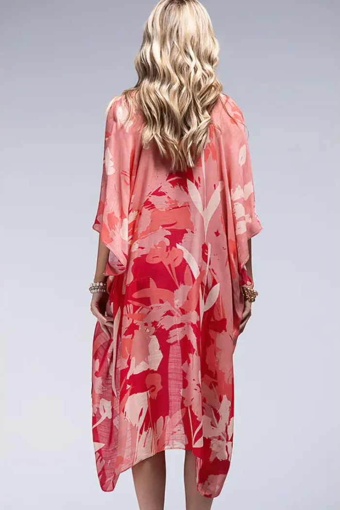 Bohemian and Glam Kimono - Red Floral