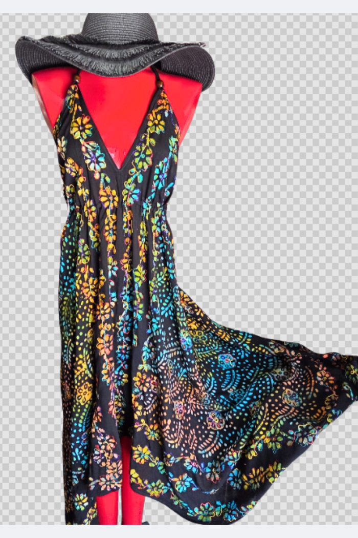 Embroidered Maxi Halter Dress