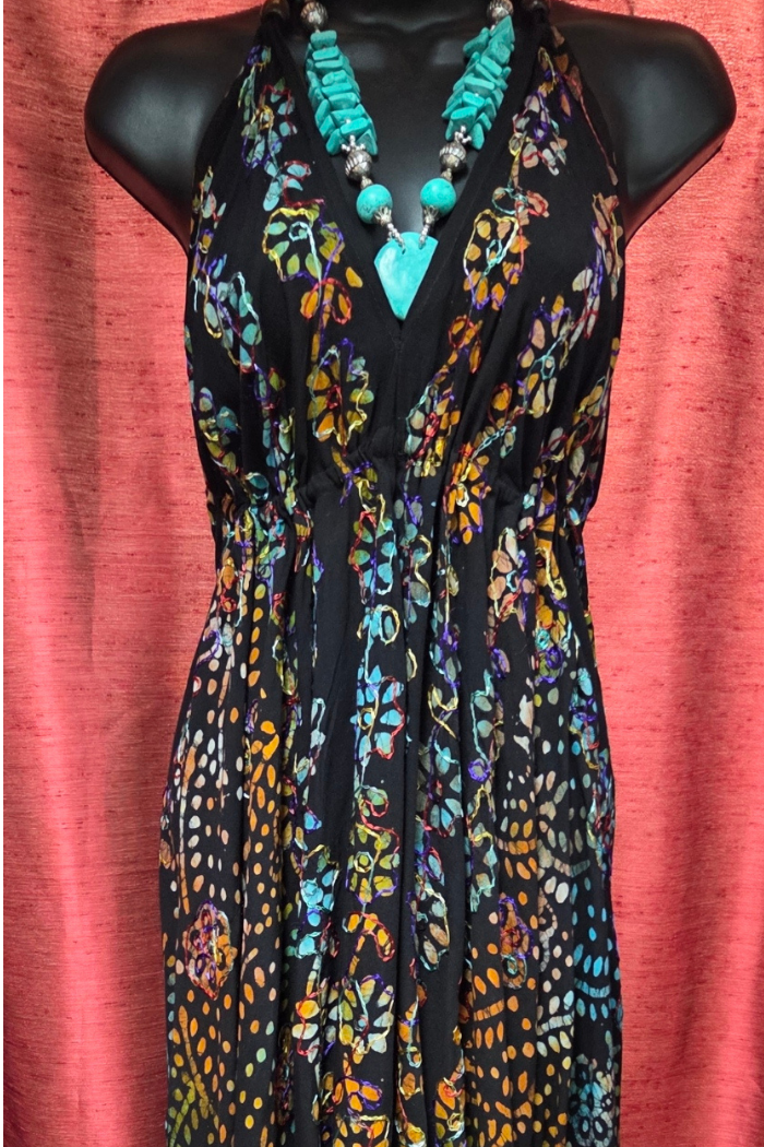 Embroidered Maxi Halter Dress