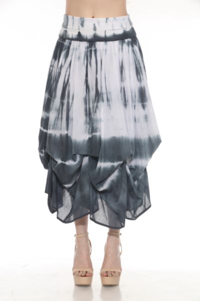 Cotton Bubble Maxi Skirt - Tie Dye