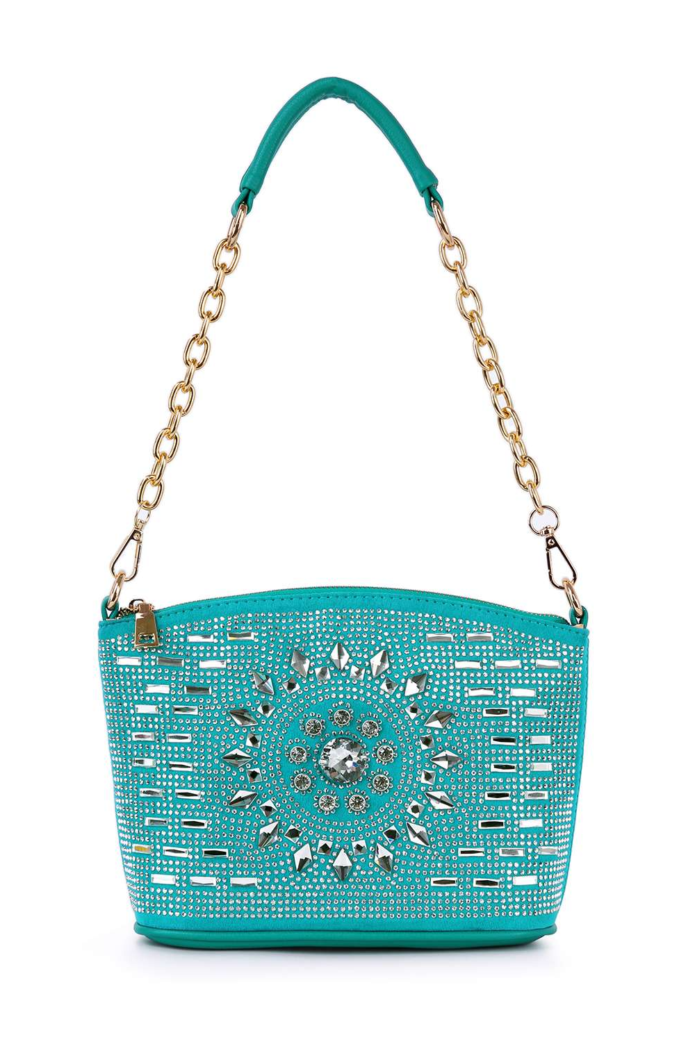 Rhinestone Sunburst Design Shoulder Bag