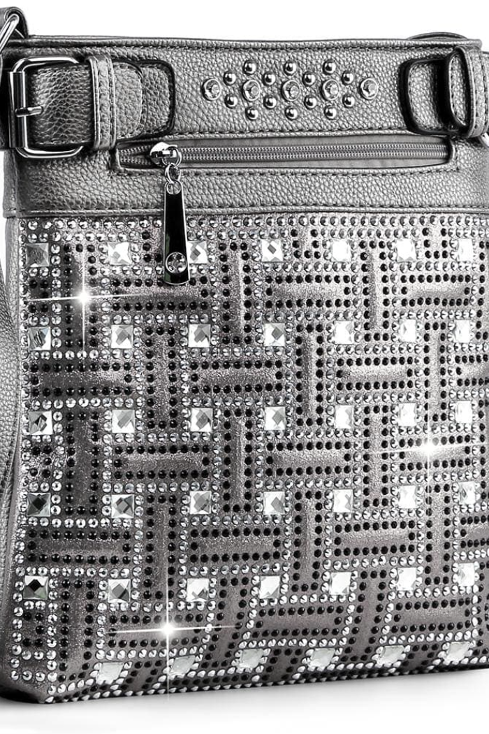 Dazzling Geometric Design Pewter Crossbody