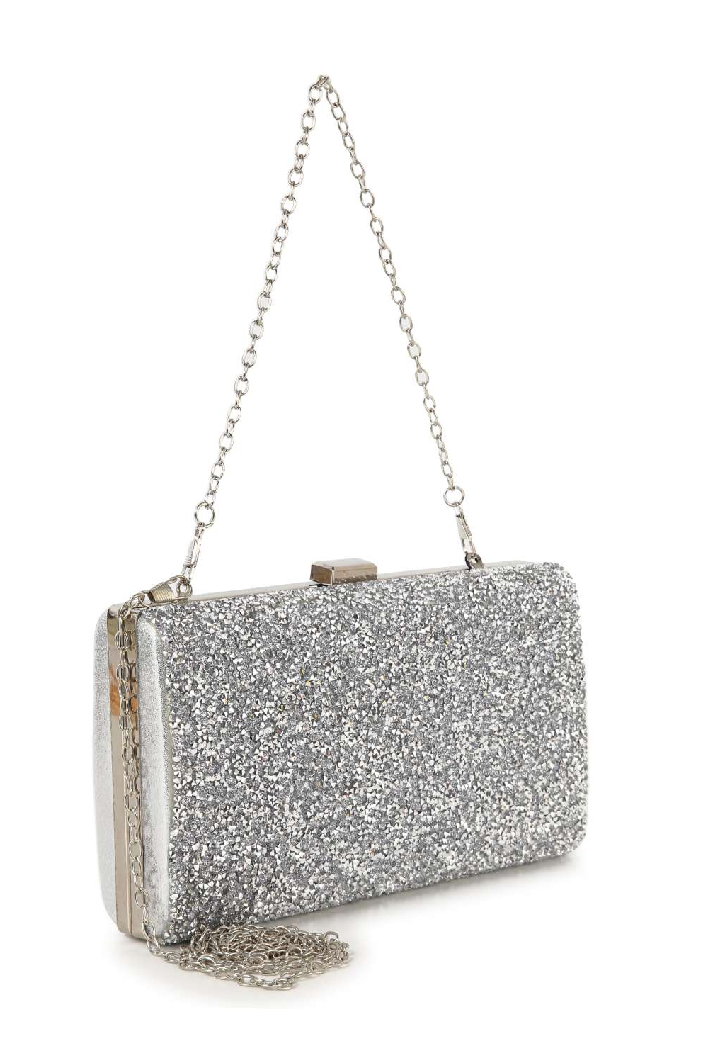 Dazzling Silver Stone Evening Bag