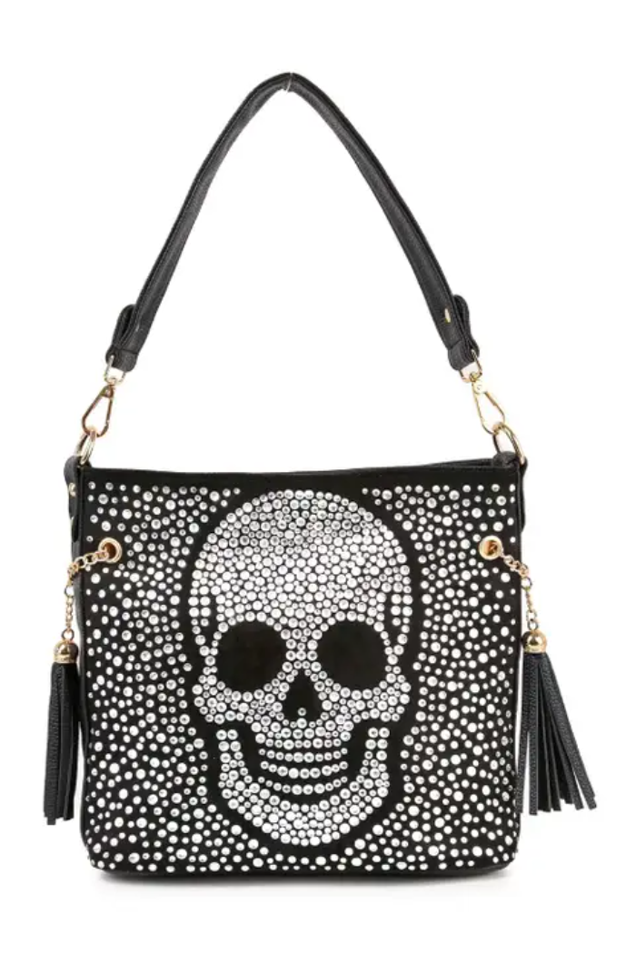 Sparkling Jolly Skull Handbag - Black