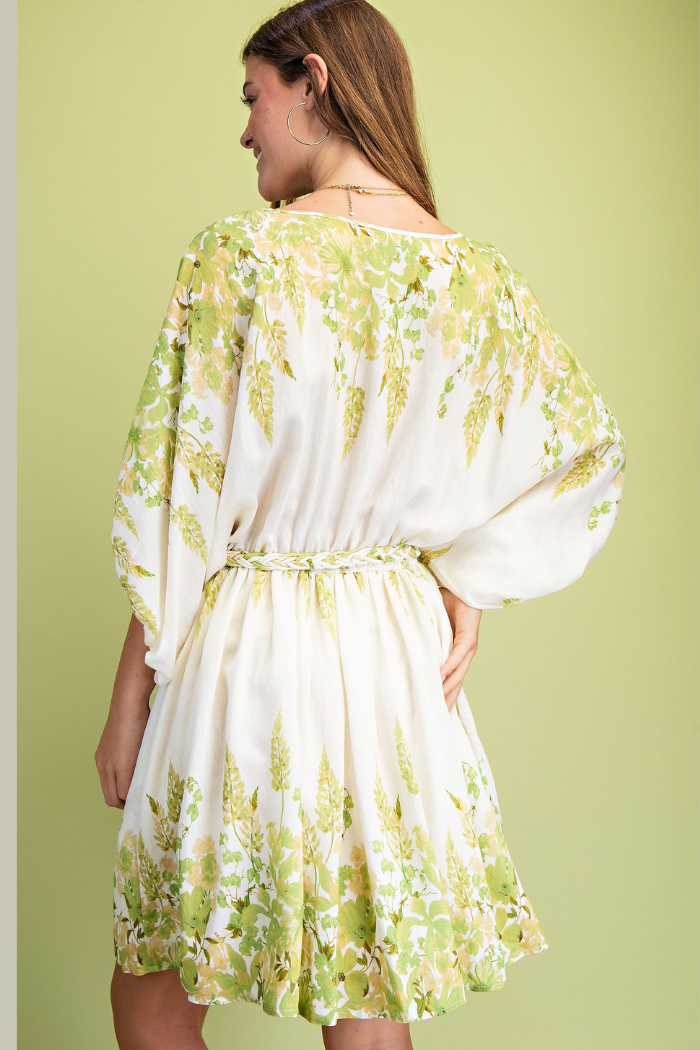 Floral Print Dolman Sleeve Mini Dress