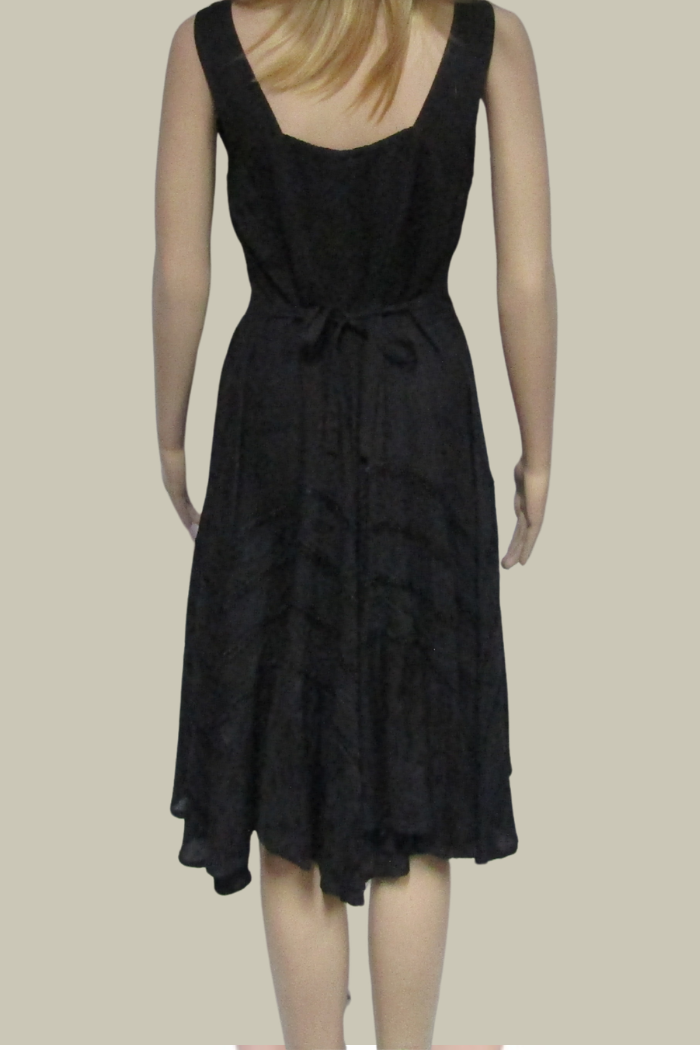 LaceUp Bodice Flared Skirt Black Dress