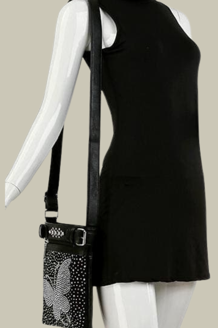 Rhinestone Butterfly Crossbody