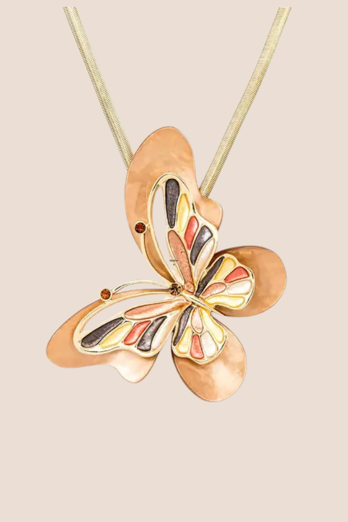Enamel Butterfly Pendant Necklace