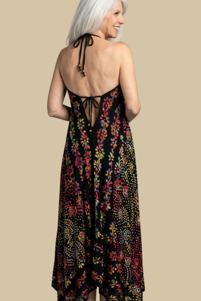 Embroidered Maxi Halter Dress