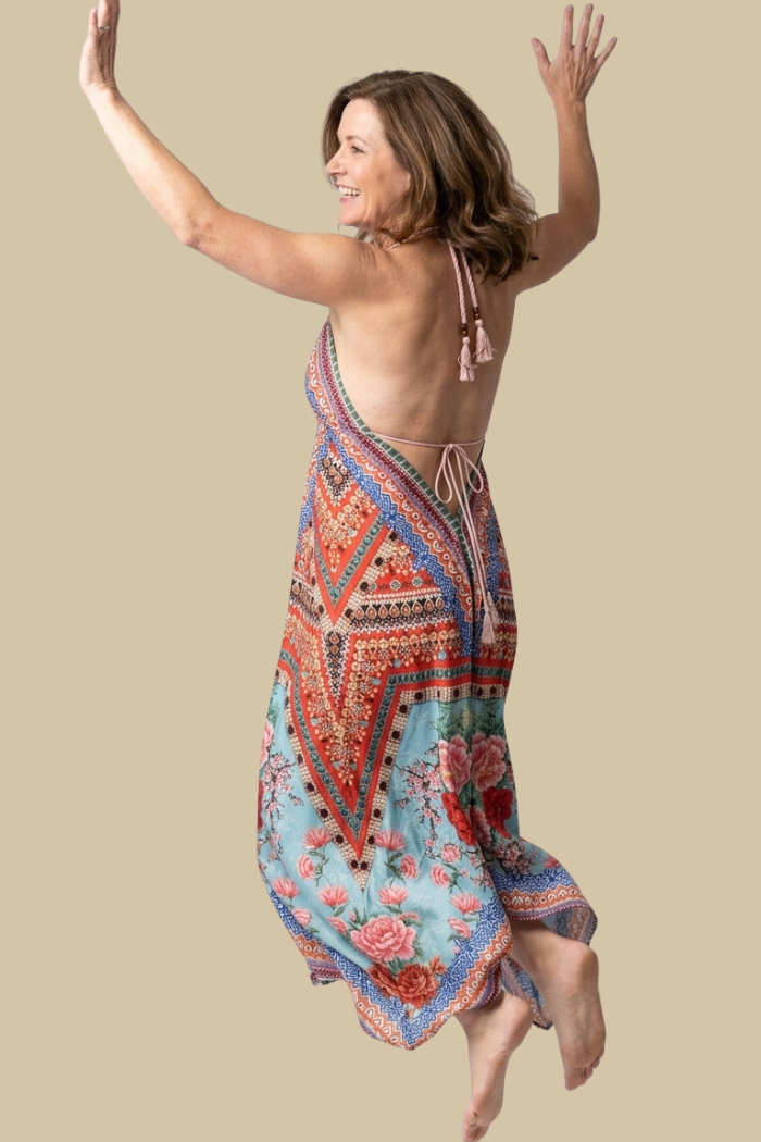 Silky Long Sparkling Halter Dress