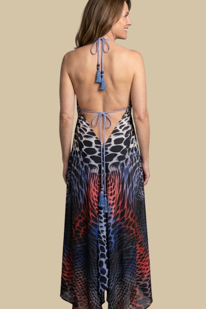 Silky Long Sparkling Halter Dress