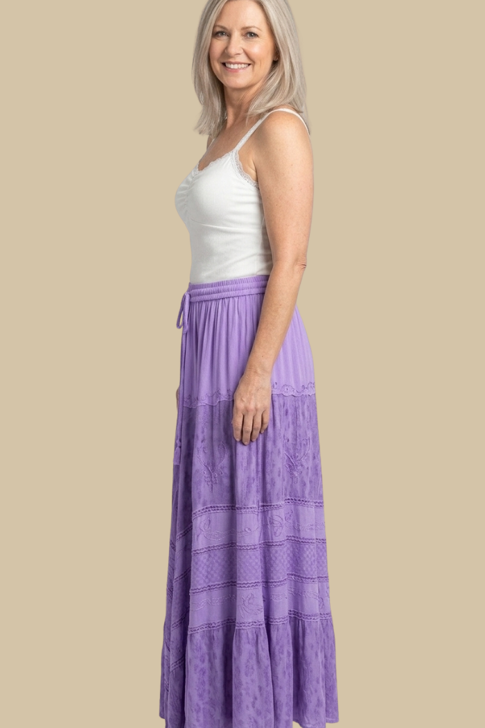 Boho Full Circle Maxi Skirt in Lavendar