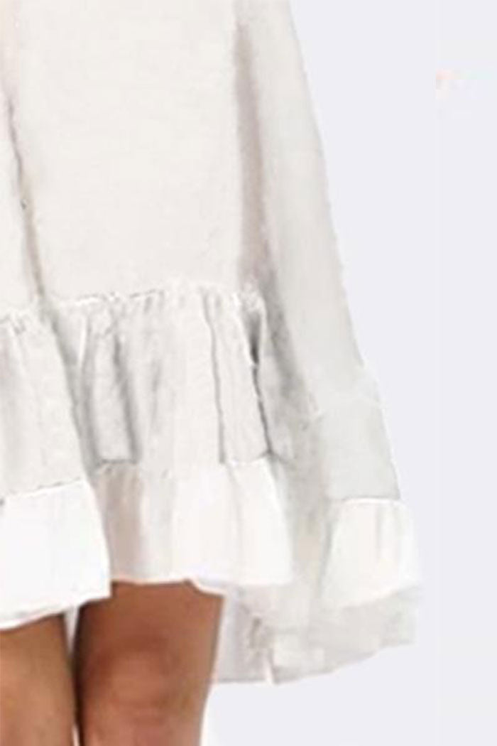Ruffle Trimmed Sleeveless Dress - Ivory
