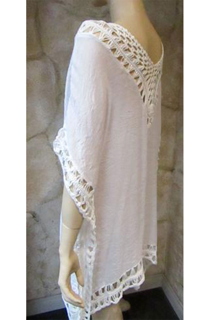 White Crochet Trimmed Tunic