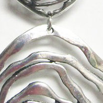 Long Black Cord With Silver Metal Pendant - Swirls
