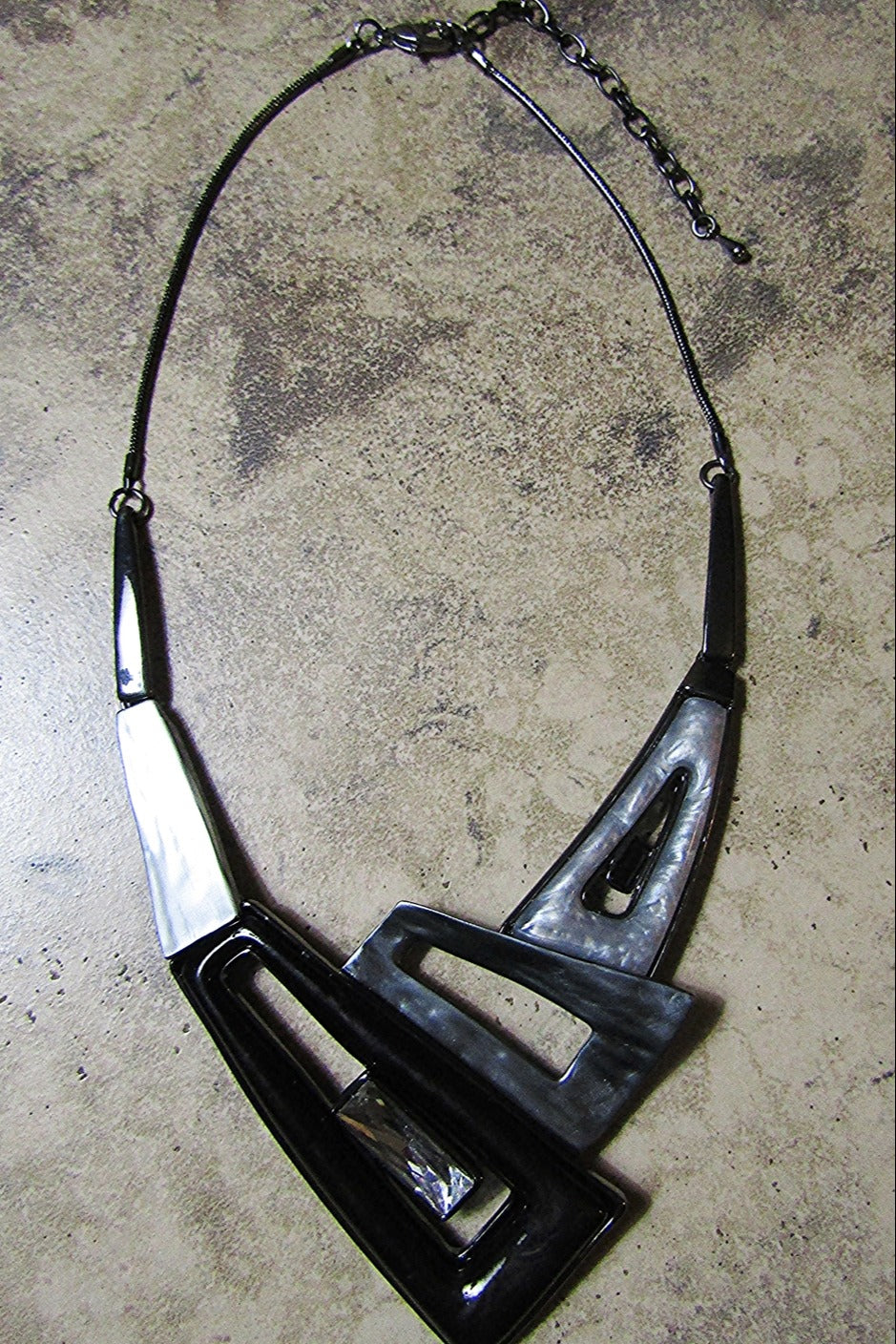 Black/Grey/Silver Geometric Metal Necklace Set