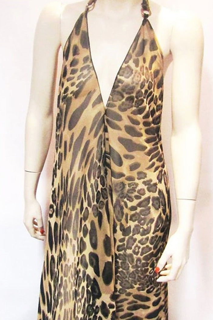 Sheer Halter Coverup/Dress in Leopard