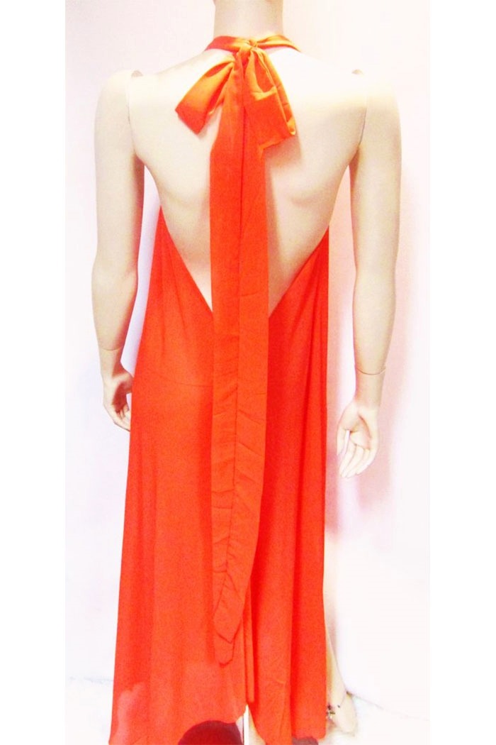Sheer Halter Style CoverUp-Dress in Red