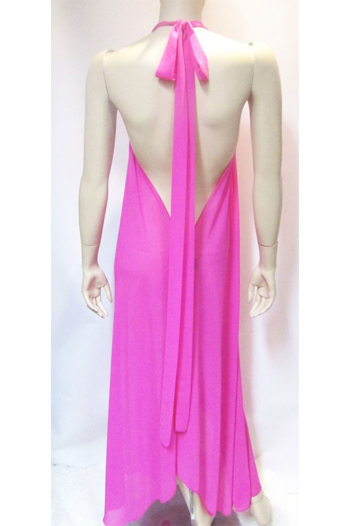 Sheer Halter Style CoverUp-Dress in Hot Pink