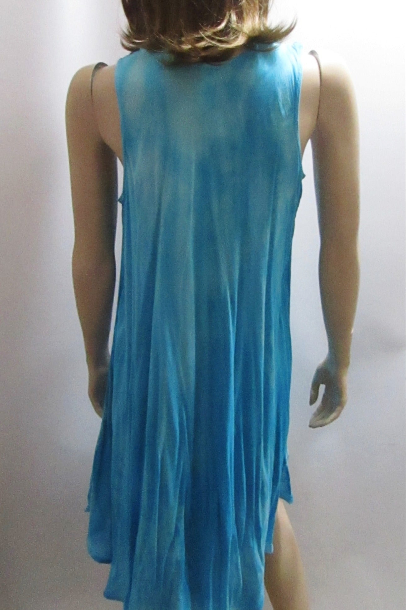 TIE DYE TURQUOISE BIAS DRESS