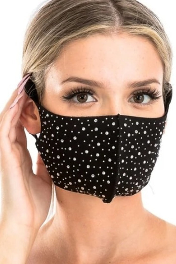 Rhinestone Black Face Mask