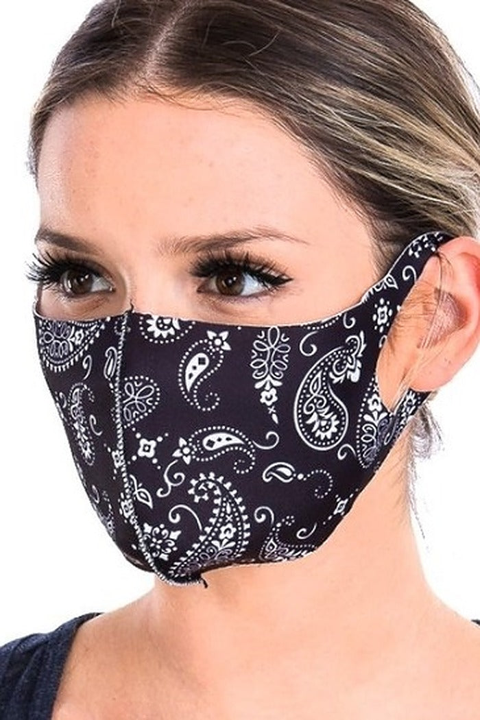 Black & White Paisley Face Mask