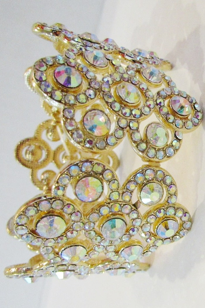 GOLD AB RHINESTONE STRETCH BRACELET