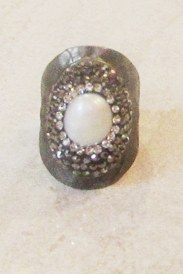 FRESHWATER PEARL CRYSTAL CUFF RING