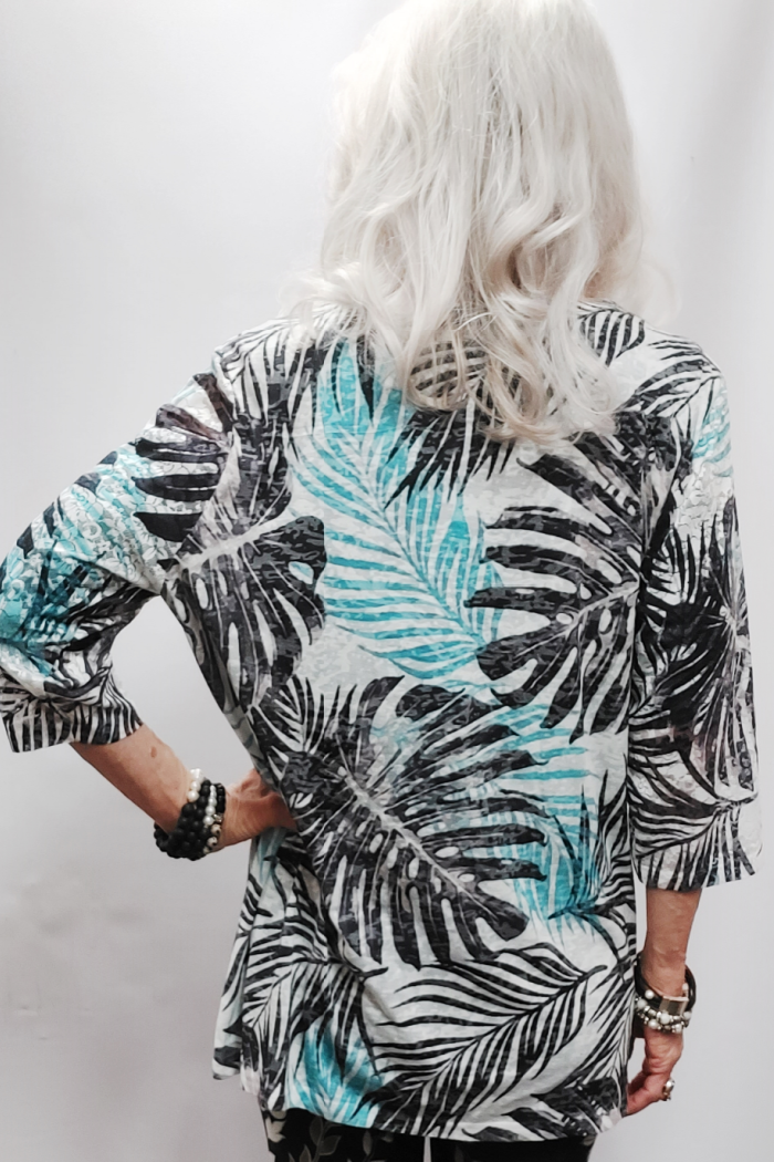 Palm Print Rhinestone Detailed Top