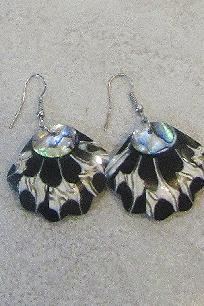 Fan Shaped Shell & Abalone Earring