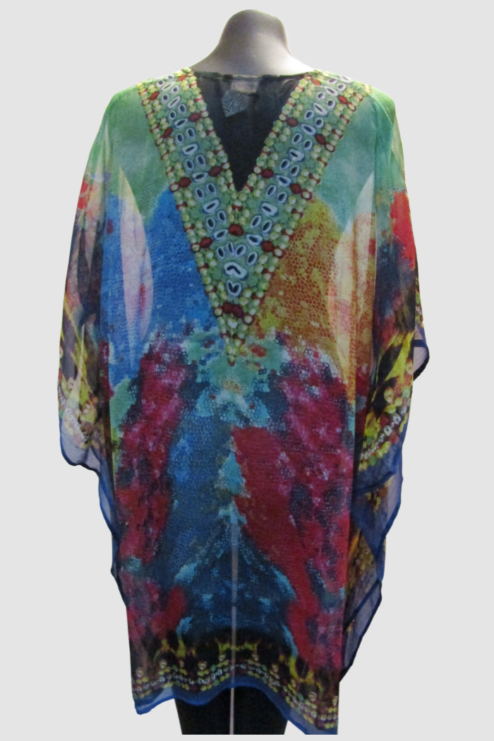 Beaded Kaftan in Multi Print